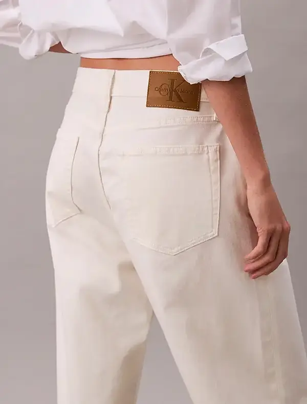 Calvin Klein LOW RISE BAGGY CHALK WHITE Beyaz Kadın Jeans