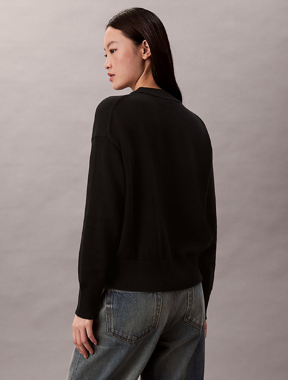 Calvin Klein Cotton Graphic Pullover Siyah Kadın Sweatshirt