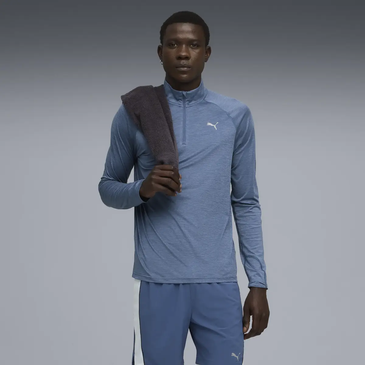 Puma RUN VELOTY CLDSPN 1/4 ZIP Mavi Erkek Fermuarlı Üst