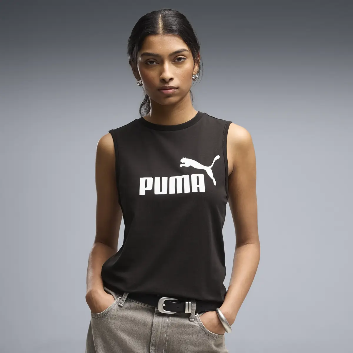 Puma ESS No. 1 Logo Slim Tank Siyah Kadın T-Shirt & Polo