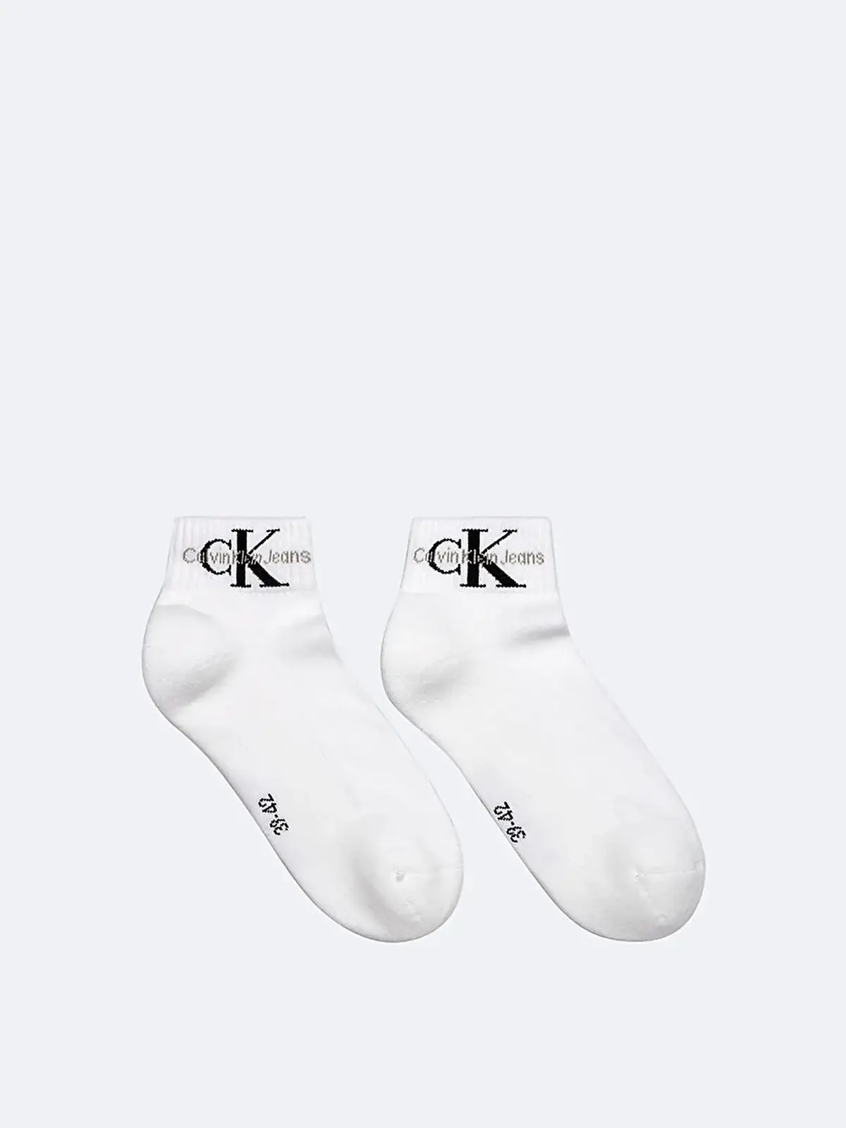 Calvin Klein CKJ MEN QUARTER 2P MONOGRAM Erkek Beyaz Çorap