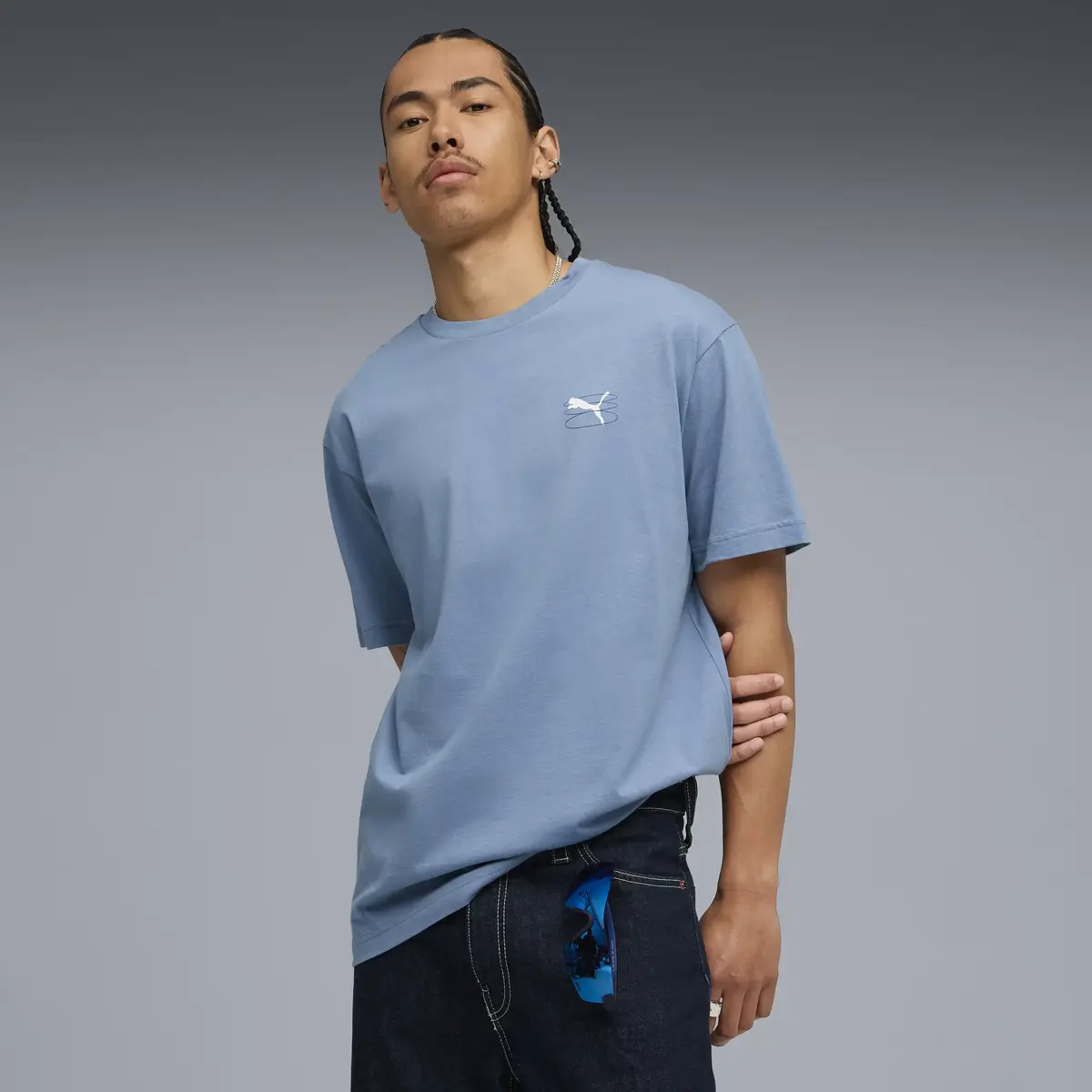 Puma GRAPHIC Tee Mavi Erkek T-Shirt