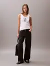 Calvin Klein SL COTTON RIB SOLID, YAA Beyaz Kadın T-Shirt