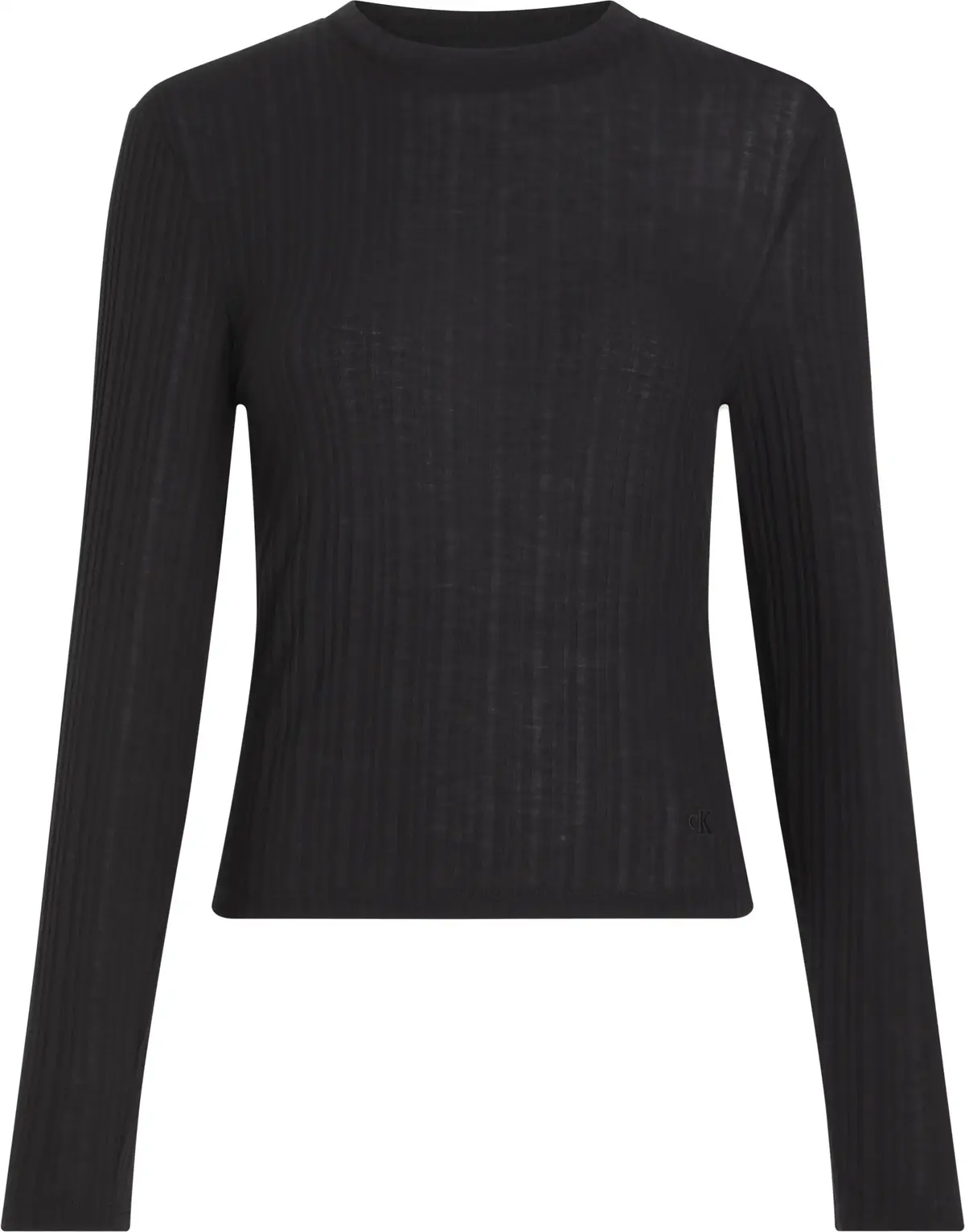 Calvin Klein SEMI SHEER RIB LS SL, BEH Kadın Siyah Kazak