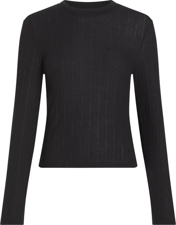 Calvin Klein SEMI SHEER RIB LS SL, BEH Kadın Siyah Kazak