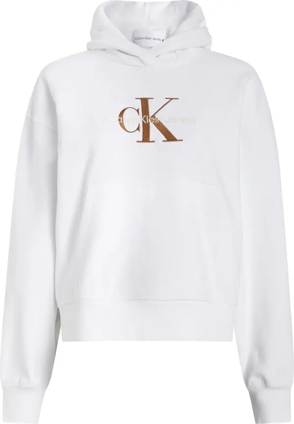 Calvin Klein PREMIUM MONOLOGO HOO Kadın Beyaz Hoodie