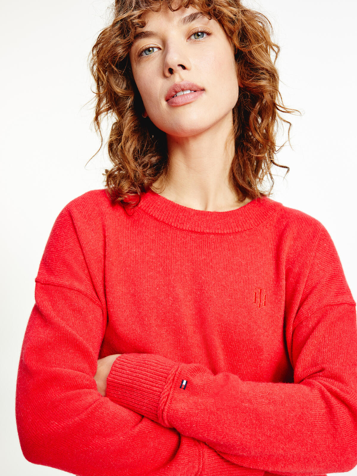 Tommy Hilfiger ALPACA RELAXED C-NK Kadın Kırmızı Kazak