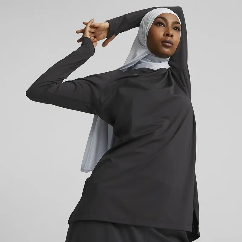 Puma Modest Activewear Long Sleeve Siyah Kadın Koşu ve Performans T-Shirt