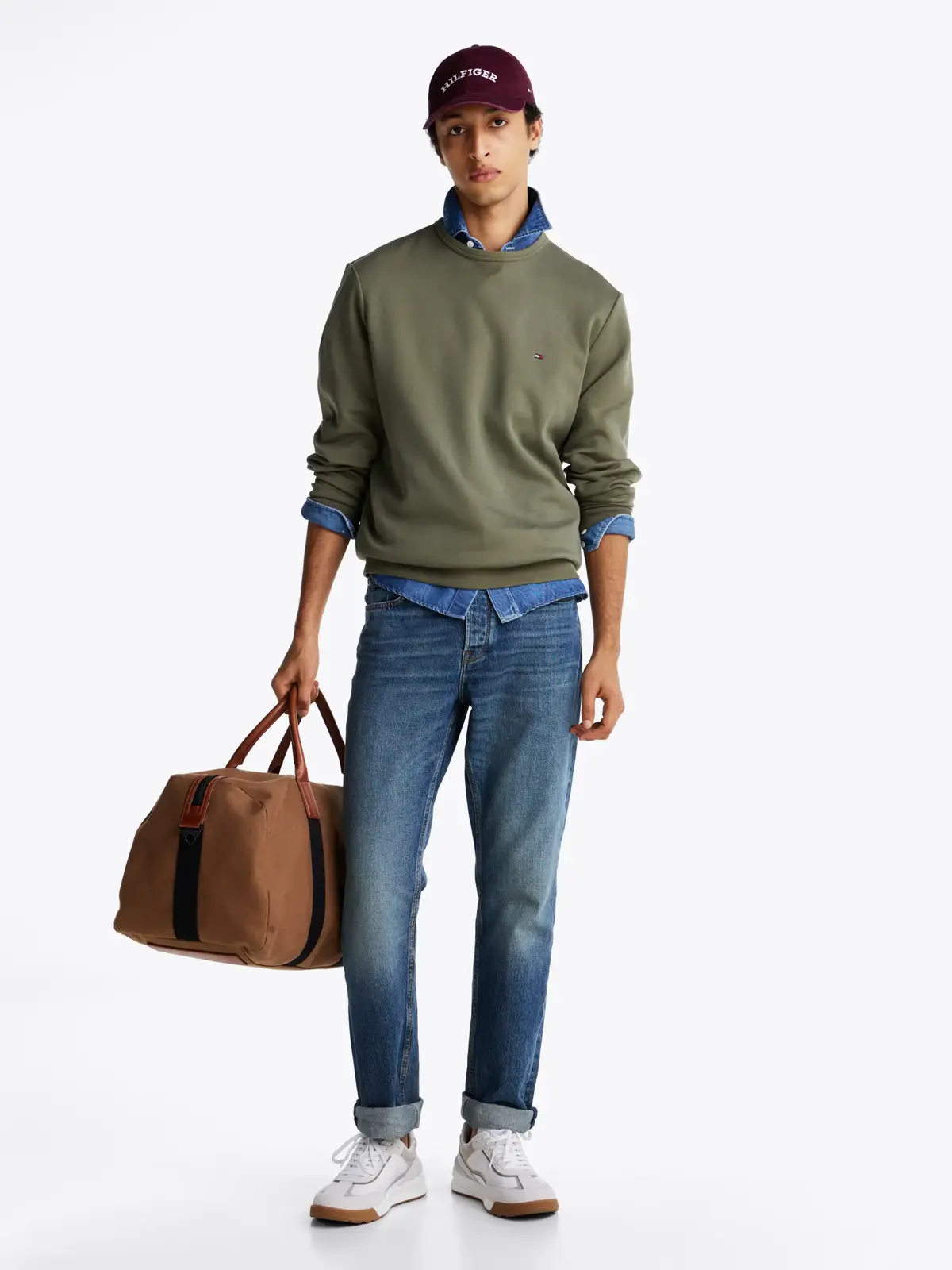 Tommy Hilfiger ESSENTIAL INTECHNO C, PLI Yeşil Erkek Sweatshirt