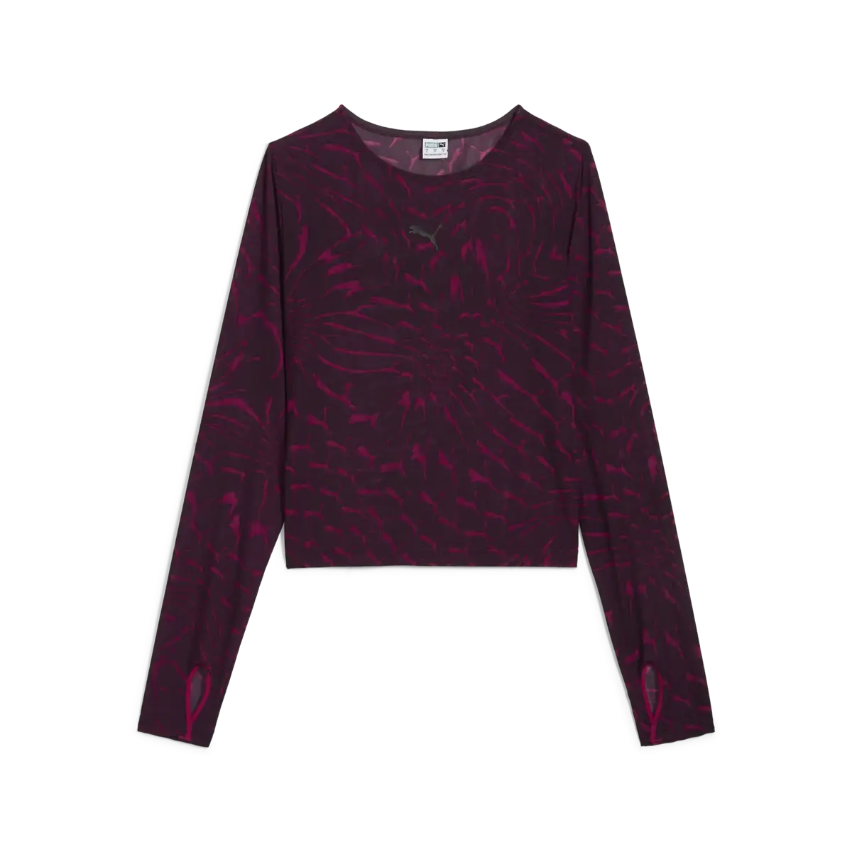 Puma DARE TO Mesh Long Sleeve Tee Bordo Kadın T-Shirt & Polo