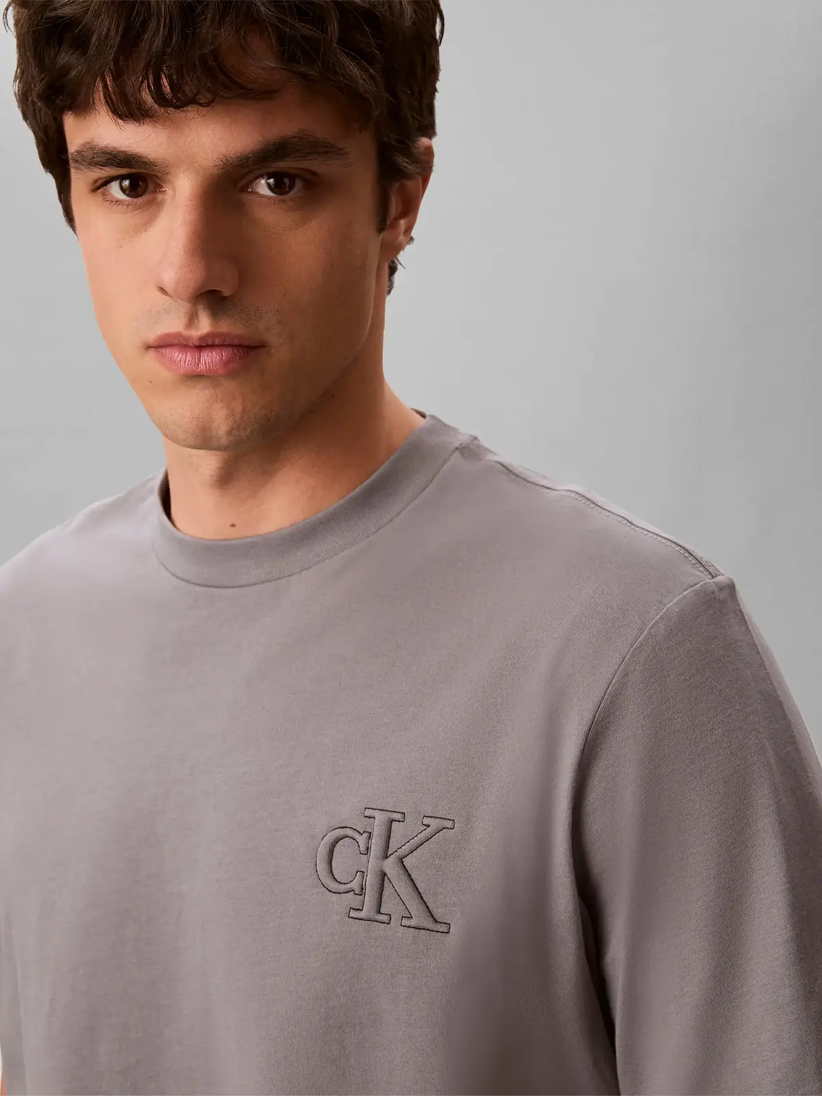 Calvin Klein SS 30S JERSEY EASY Gri Erkek Tişört