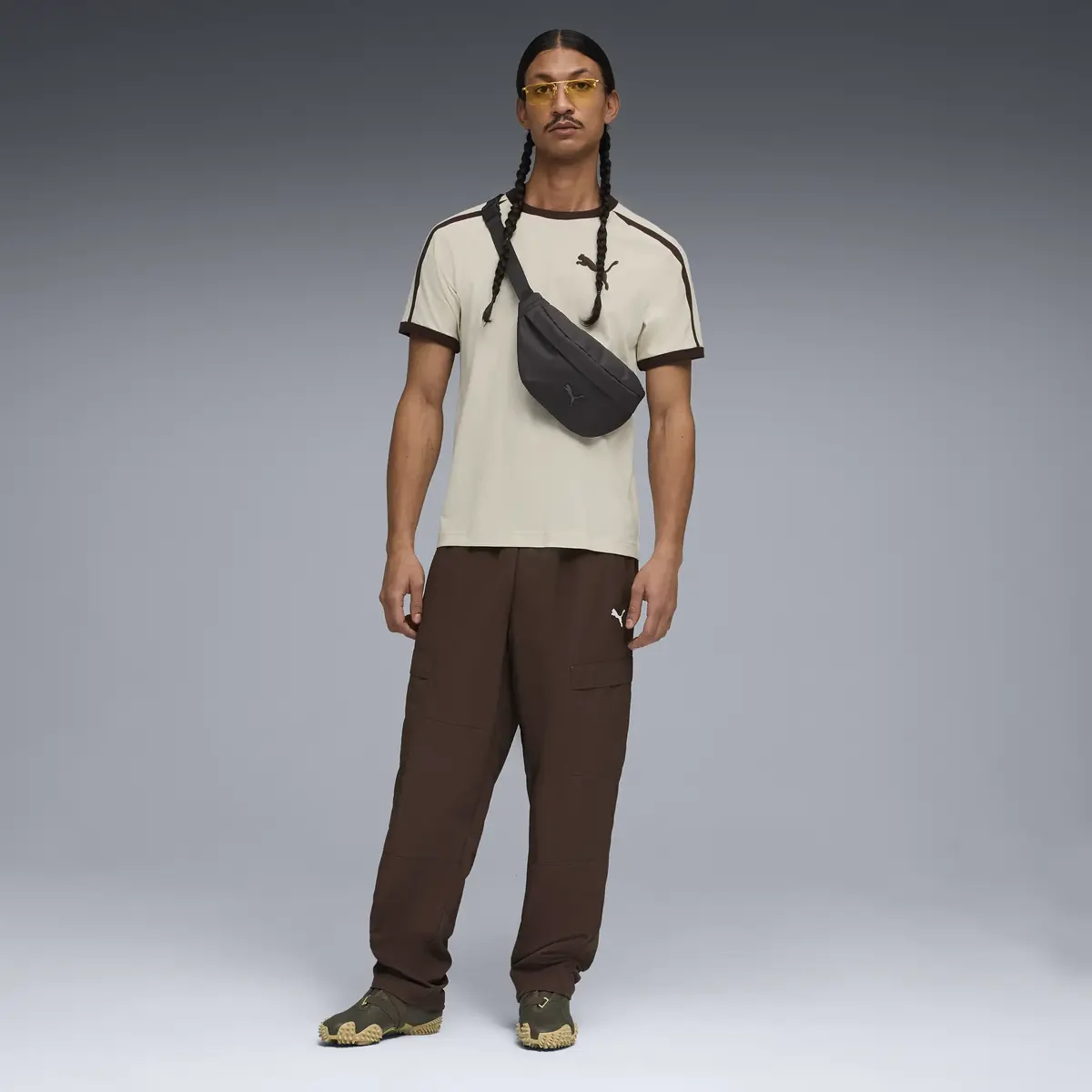 Puma T7 Ringer Tee Krem Erkek T-Shirt & Polo
