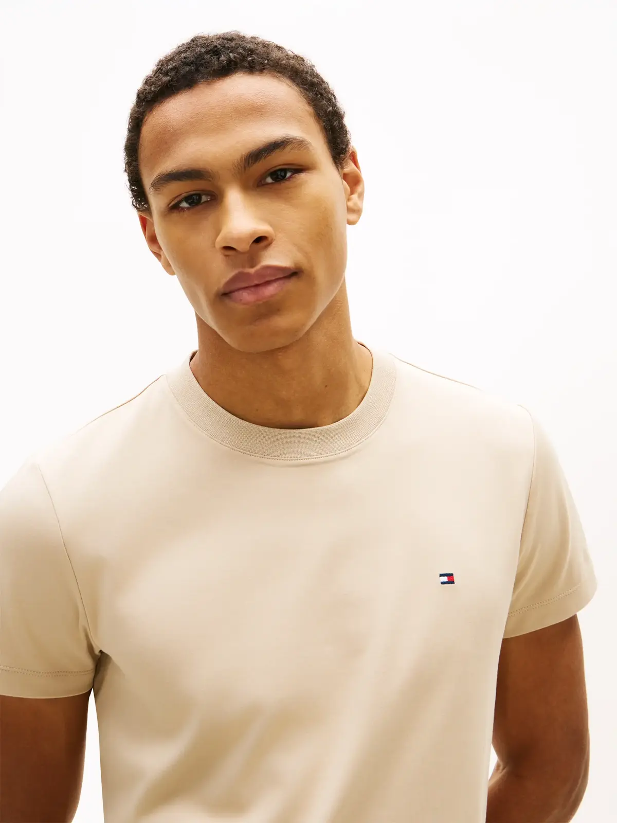 Tommy Hilfiger LUXURY INTERLOCK TEE, RBT Bej Erkek T-Shirt & Polo