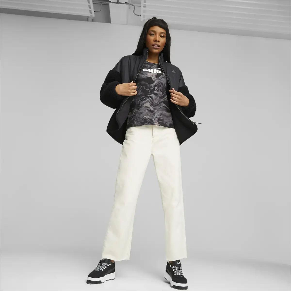 Puma Sherpa Hybrid Jacket Siyah Kadın Polar Ceket