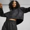 Puma Fashion Luxe Embossed Crew Siyah Kadın Crop Koşu / Performans Üst