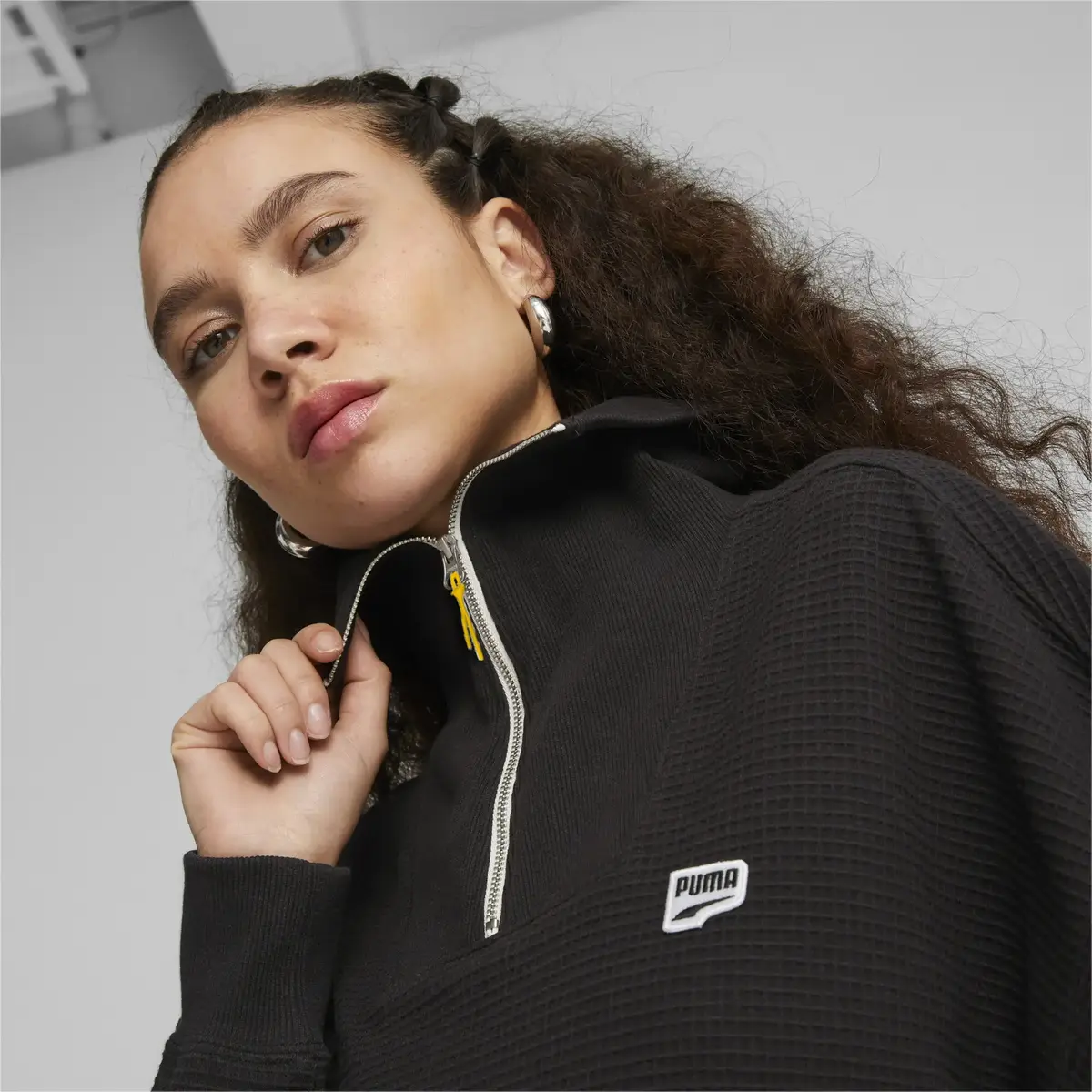 Puma DOWNTOWN Half-Zip Crew Siyah Kadın Sweatshirt