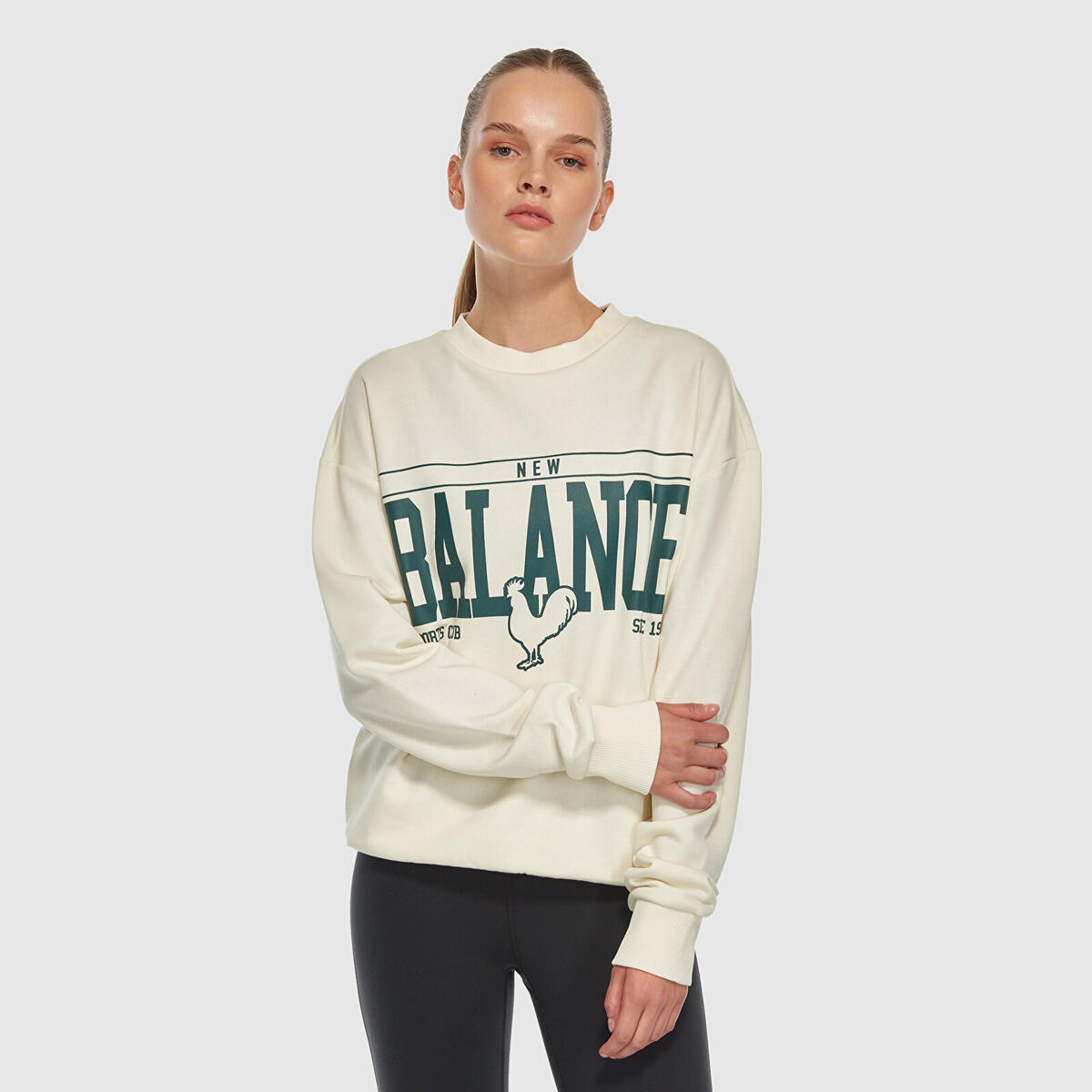 New Balance UNC3401 Kadın Krem Sweatshirt