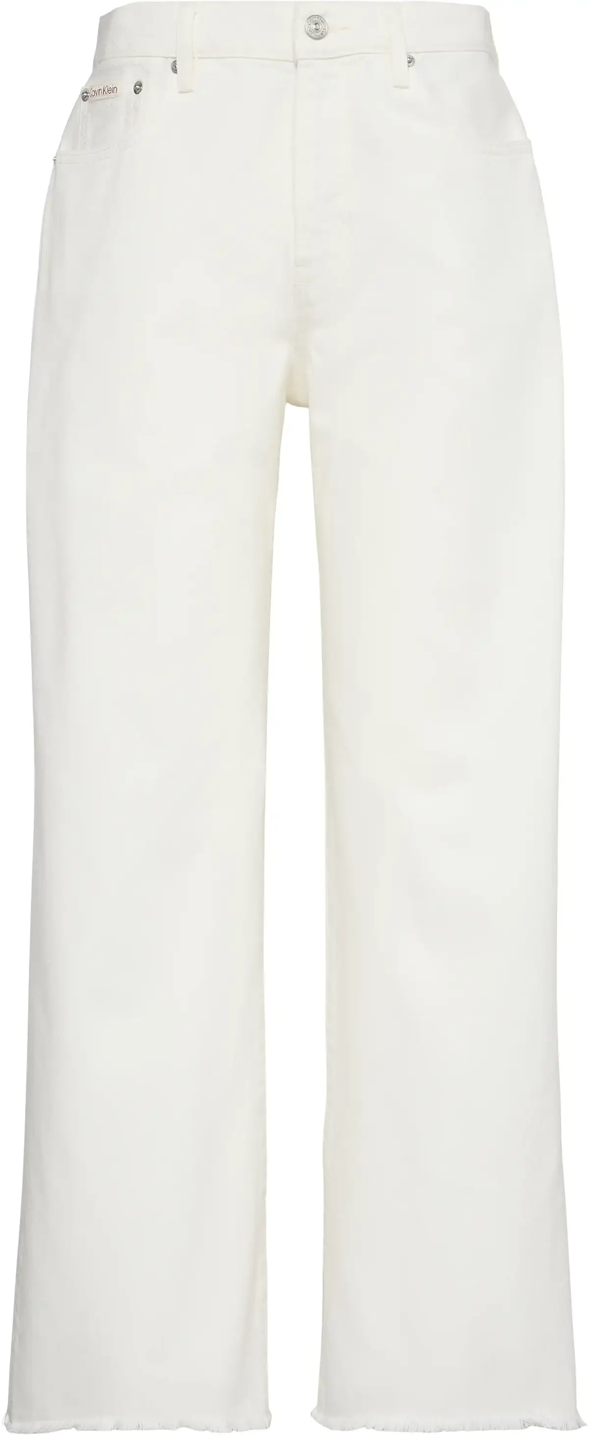 Calvin Klein THE WIDE LEG RAW HEM CHALK WHITE Kadın Beyaz Pantolon