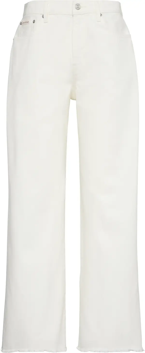 Calvin Klein THE WIDE LEG RAW HEM CHALK WHITE Kadın Beyaz Pantolon