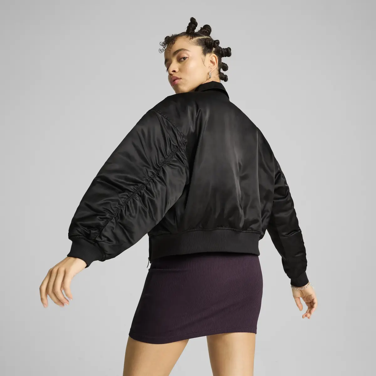 Puma Satin Bomber Jacket Siyah Kadın Ceket