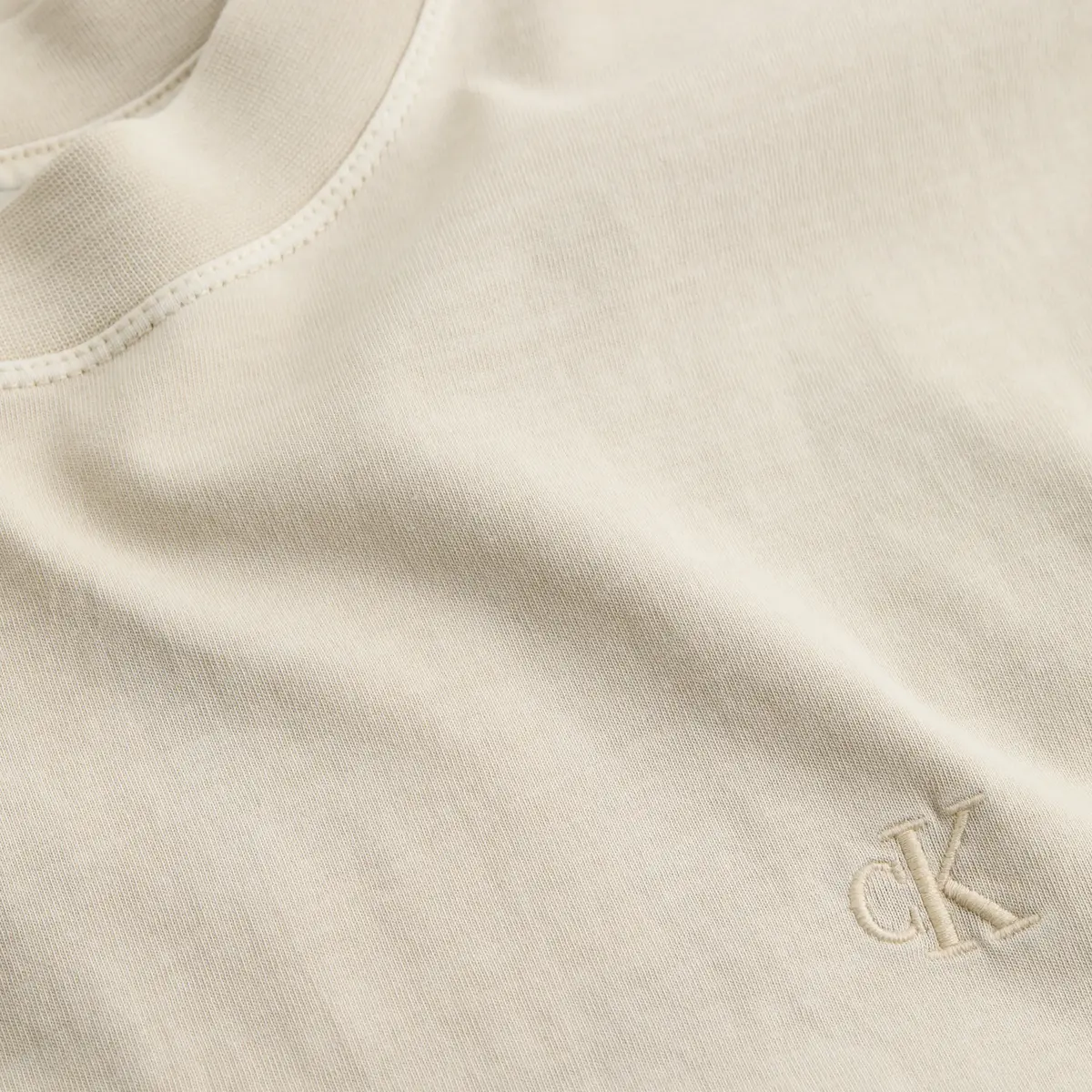 Calvin Klein BOLD WASHED CK APPLI, PDV Krem Erkek T-Shirt & Polo