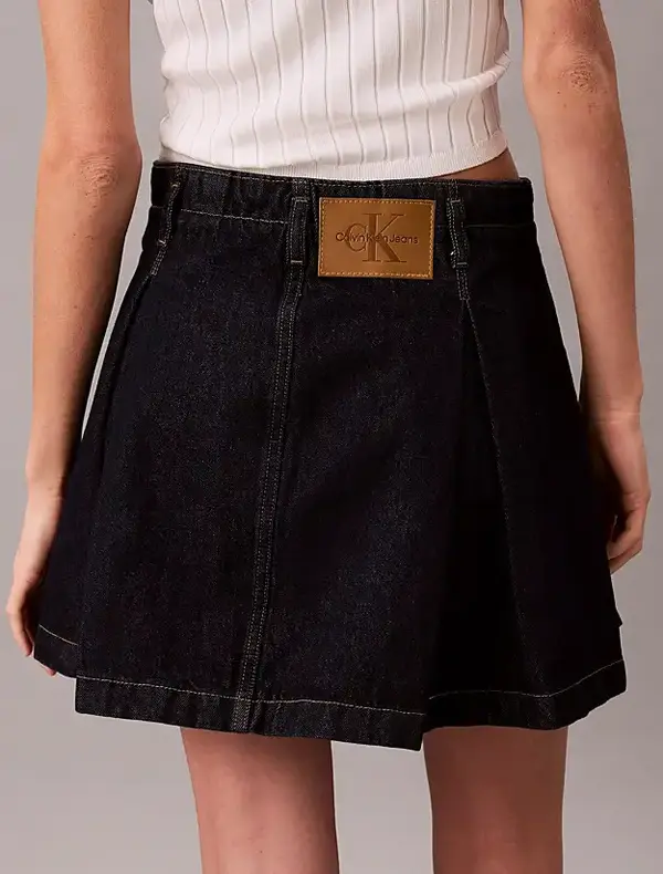 Calvin Klein PLEATED DENIM SKIRT CK CLASSIC R Lacivert Kadın Etek