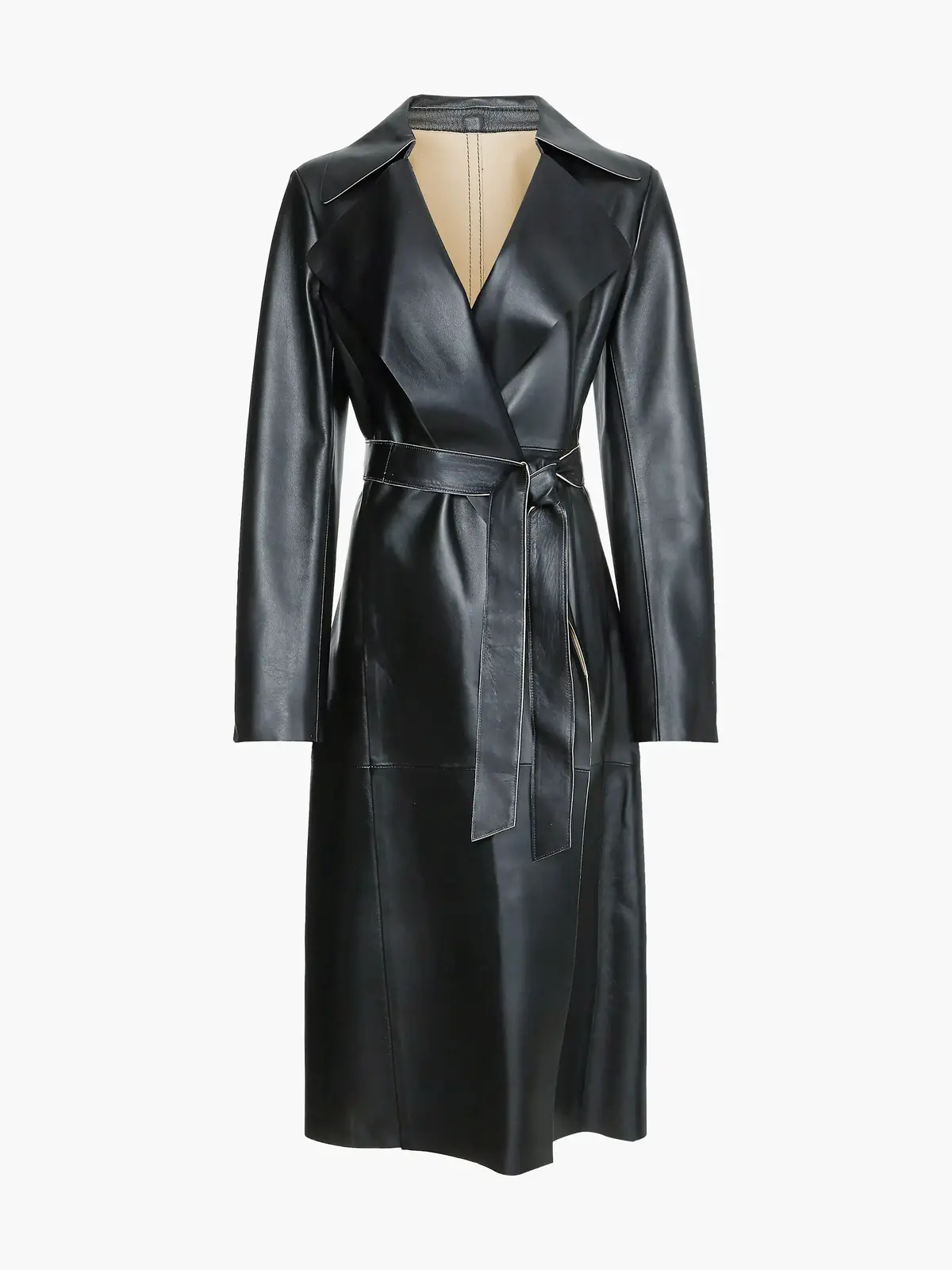 Calvin Klein CONTRAST LEATHER TRE Kadın Siyah Trençkot