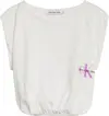 Calvin Klein MONOGRAM OFF PLACED Kadın Beyaz T-Shirt