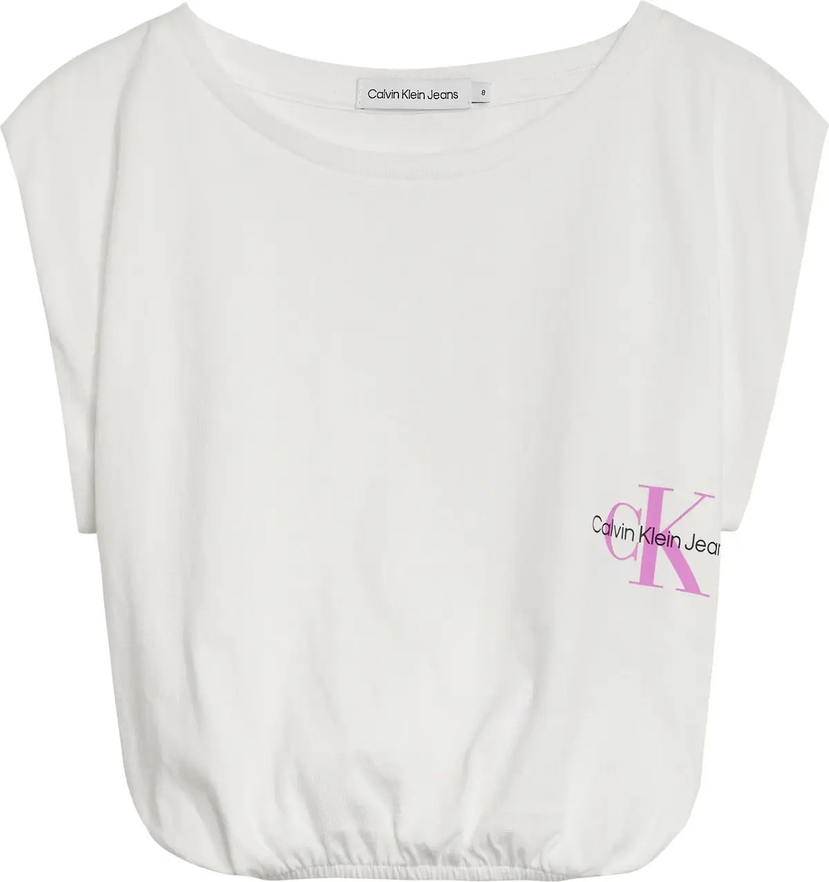 Calvin Klein MONOGRAM OFF PLACED Kadın Beyaz T-Shirt