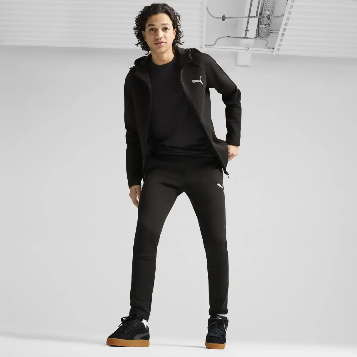 Puma EVOSTRIPE Full-Zip Hoodie Siyah Erkek Fermuarlı Ceket
