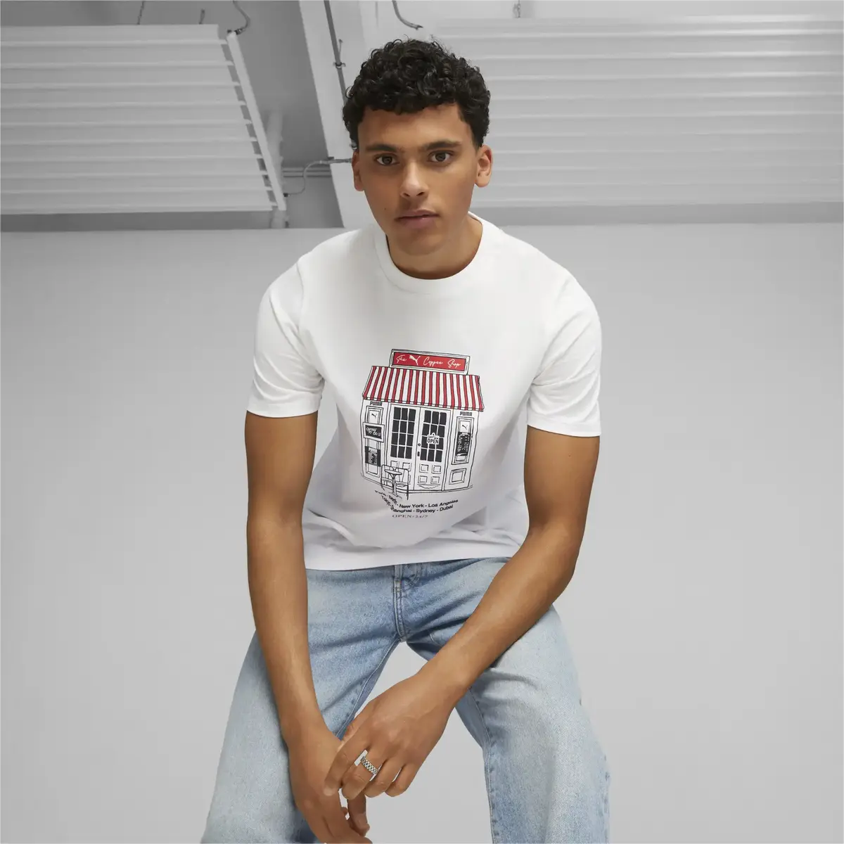 Puma Graphıcs Cafe Puma Tee Puma White Beyaz Erkek T-shirt