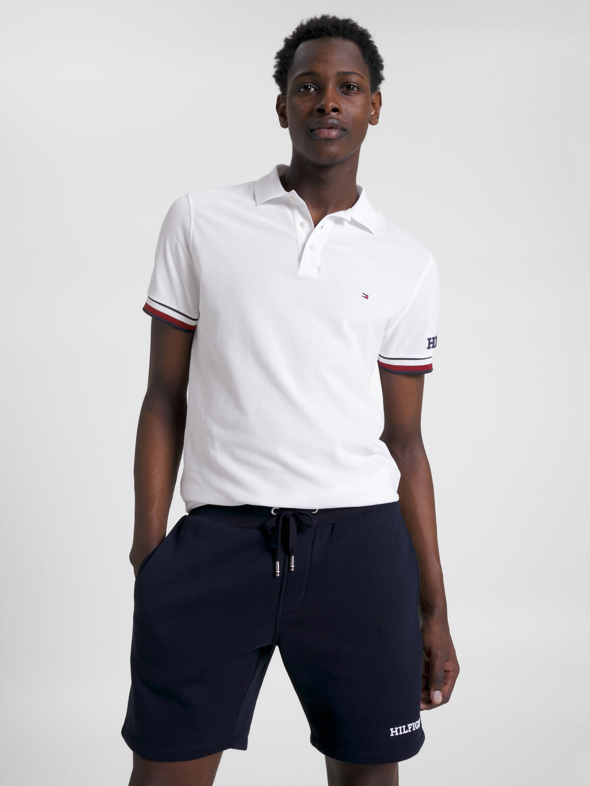 Tommy Hilfiger MONOTYPE GS CUFF SLI Erkek Beyaz Polo T-Shirt
