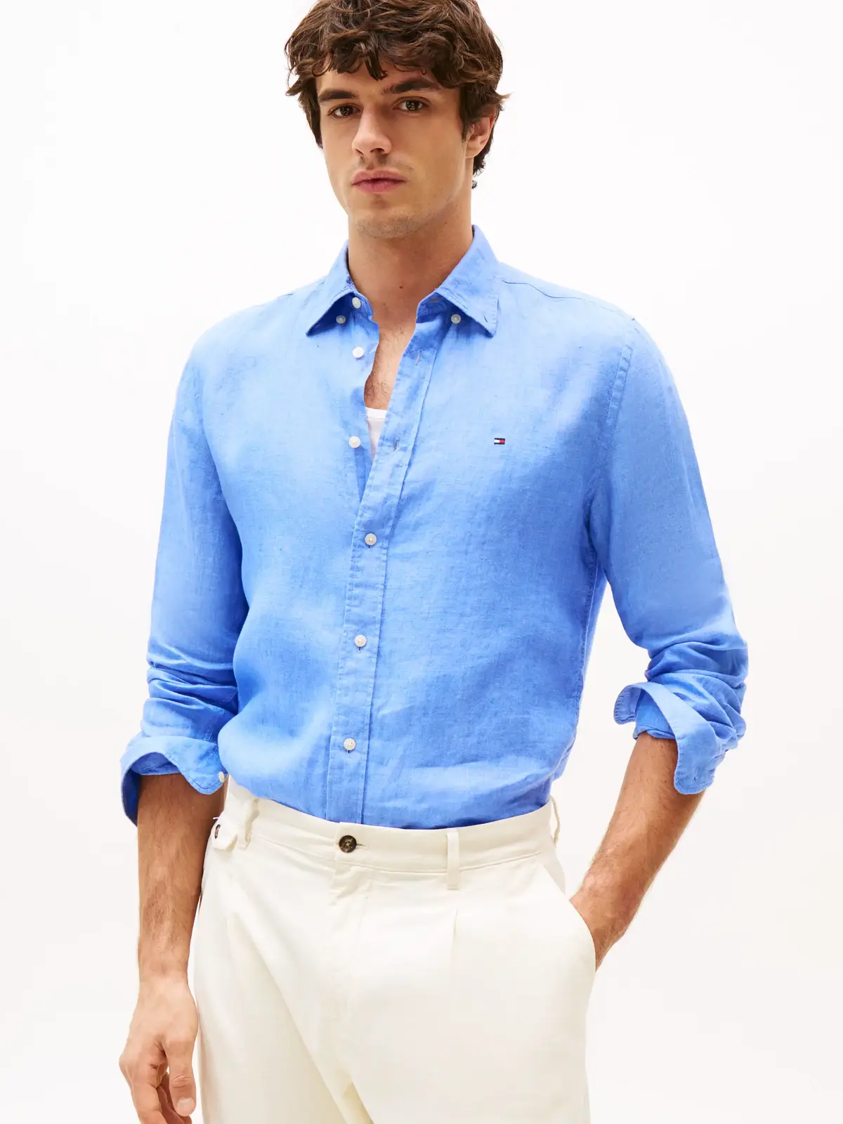 Tommy Hilfiger PIGMENT DYED LI SOLI, C30 Mavi Erkek Gömlek