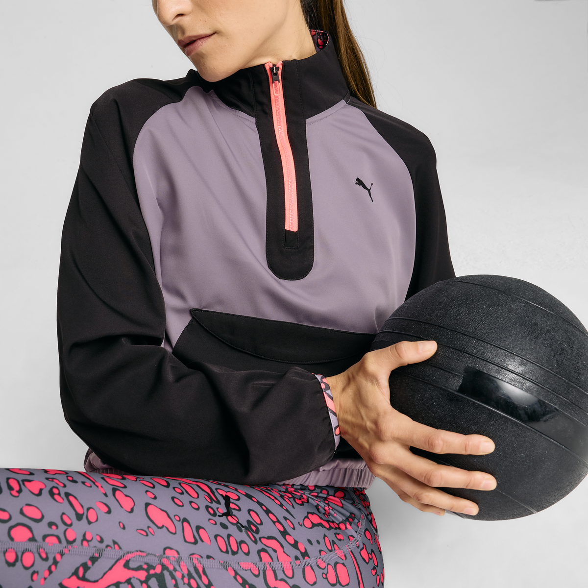 Puma HYPERNATURAL WOVEN 1/2 ZIP Mor Kadın Sweatshirt