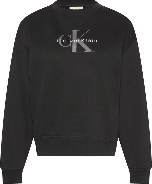 Calvin Klein LS MONOLOGO FRENCH TERRY RLXD CN Siyah Kadın Sweatshirt