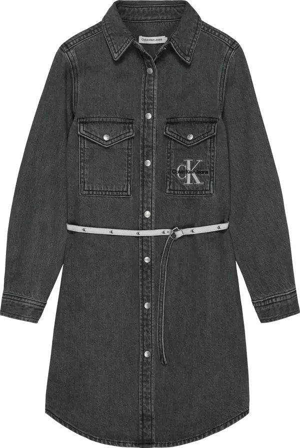 Calvin Klein DENIM LS DRESS LIGHT Kadın Antrasit Elbise