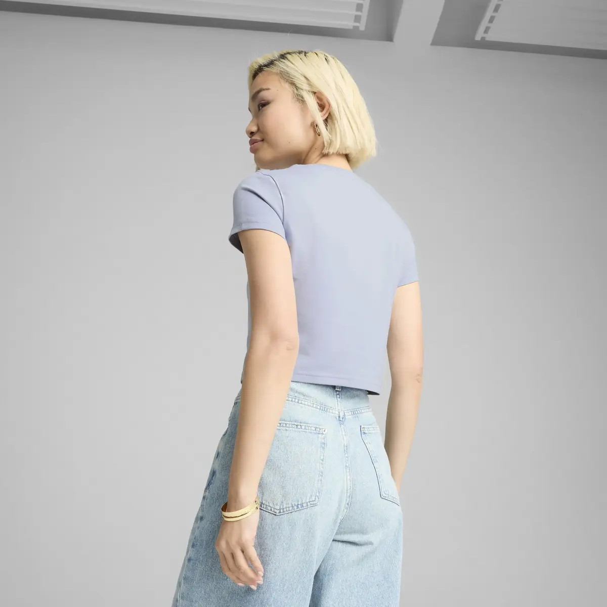 PUMA WARDROBE ESS Baby Tee Mavi Kadın Crop