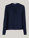 Tommy Hilfiger VISCOSE CREPE V-NECK Kadın Siyah Gömlek
