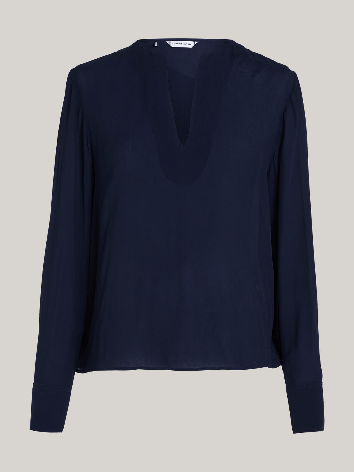 Tommy Hilfiger VISCOSE CREPE V-NECK Kadın Siyah Gömlek