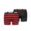 Puma PUMA HERITAGE STRIPE BOXER 2P red / blac Kırmızı/Siyah Erkek 2'li Boxer