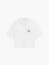 Calvin Klein MONOGRAM PIQUE POLO Kadın Beyaz T-Shirt