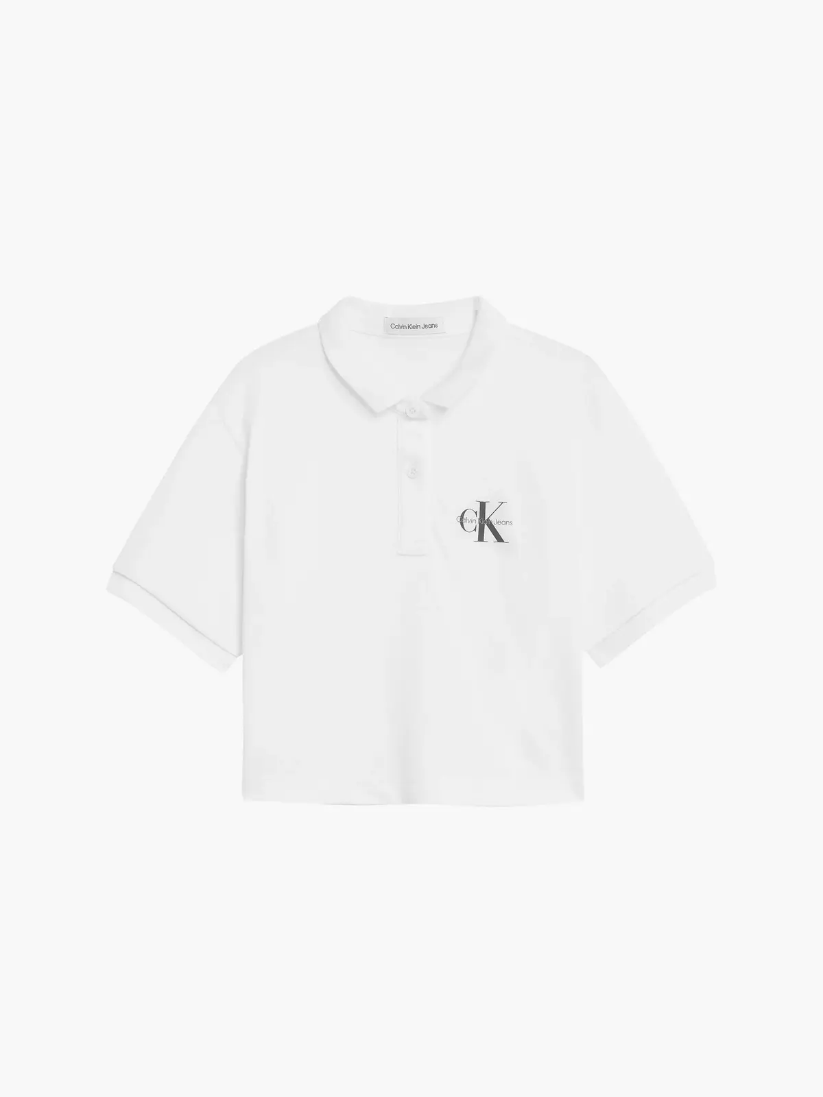 Calvin Klein MONOGRAM PIQUE POLO Kadın Beyaz T-Shirt
