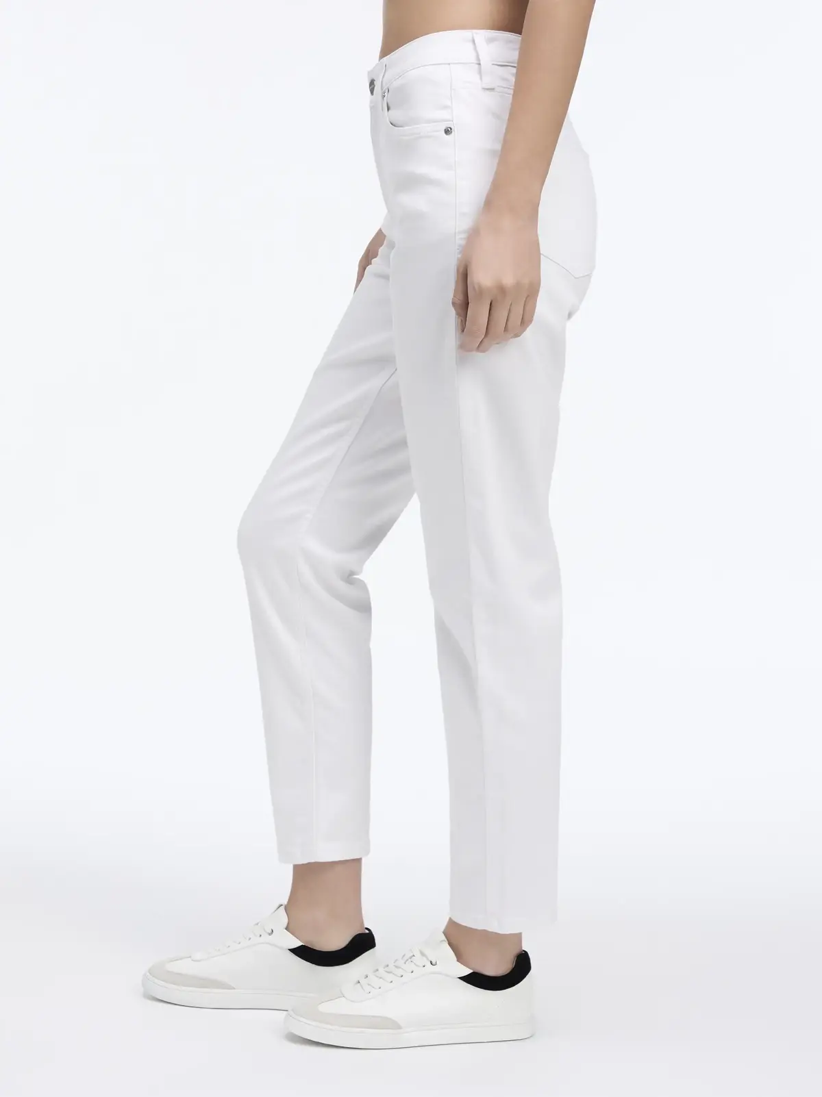 Calvin Klein MR SLIM ANKLE WHITE, 1AJ Beyaz Kadın Jean Pantolon