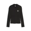 Puma CLASSICS Ribbed Half-Zip Tee Siyah Kadın T-Shirt