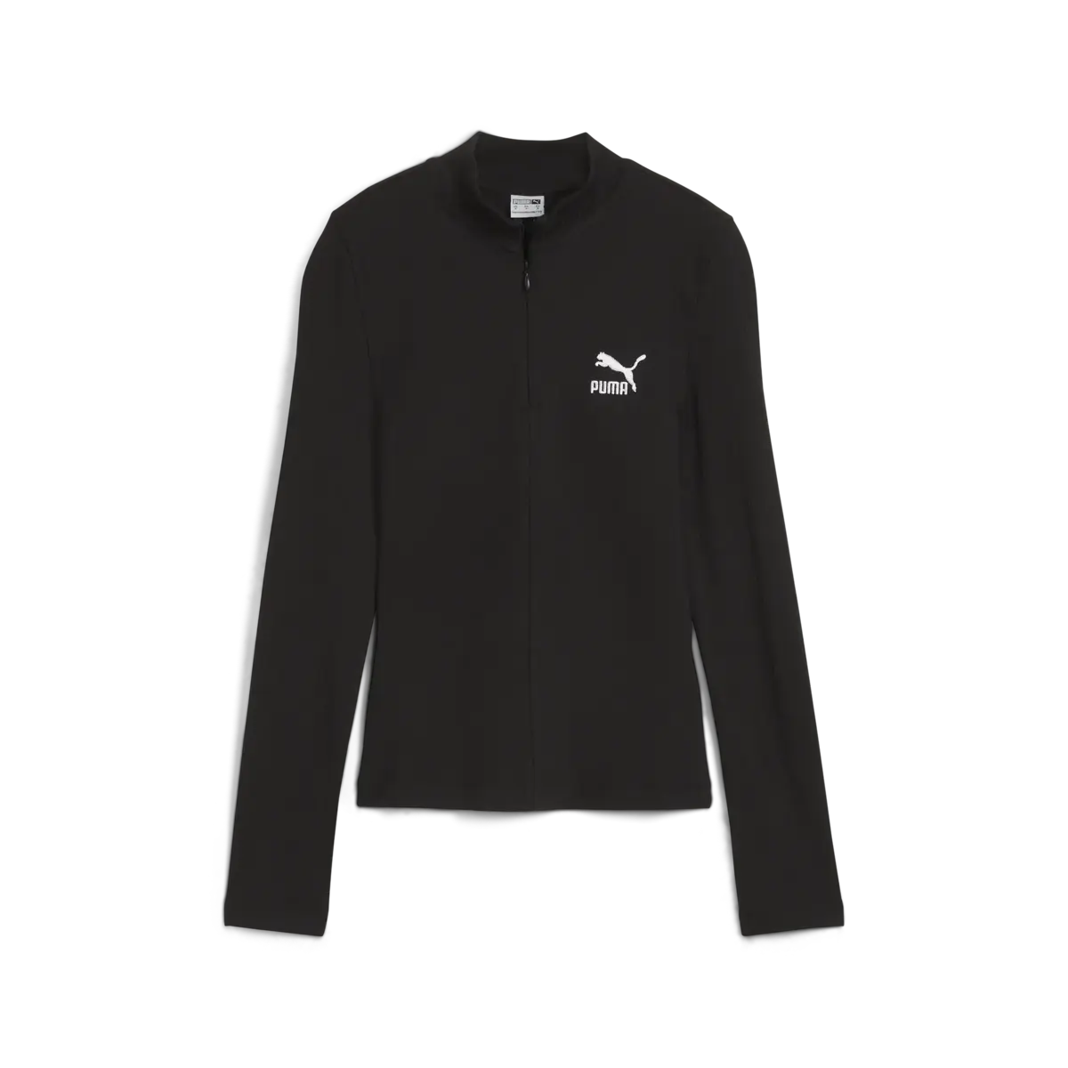 Puma CLASSICS Ribbed Half-Zip Tee Siyah Kadın T-Shirt