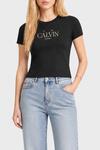 Calvin Klein SS CLASSIC RESORT FO, UB1 Kadın Siyah T-Shirt