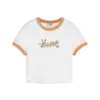 Puma DOWNTOWN Graphic Baby Tee Beyaz Kadın Tişört