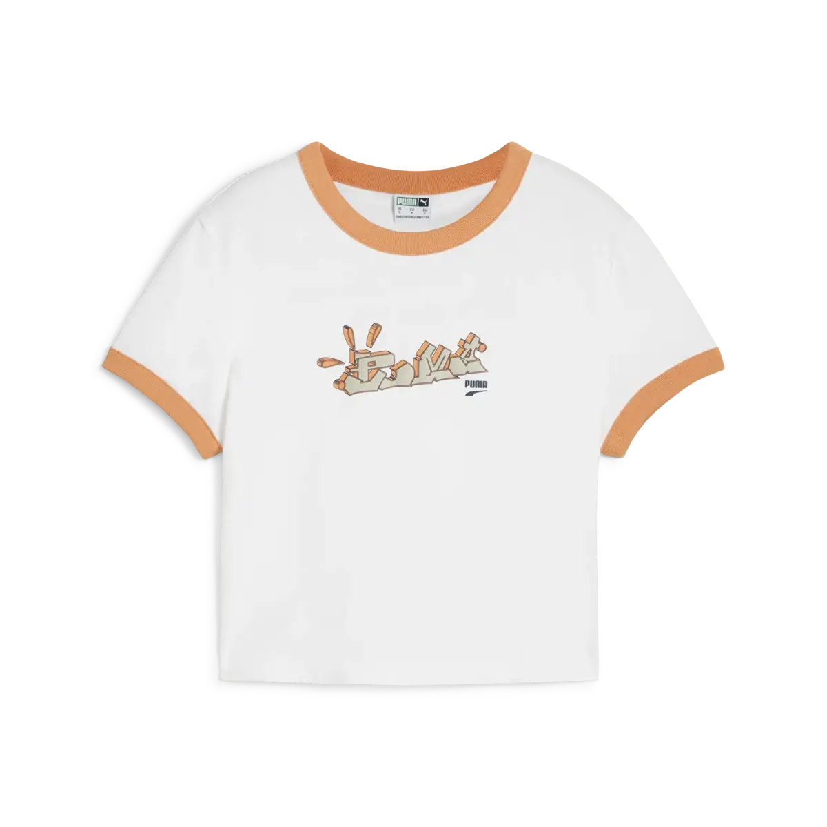 Puma DOWNTOWN Graphic Baby Tee Beyaz Kadın Tişört