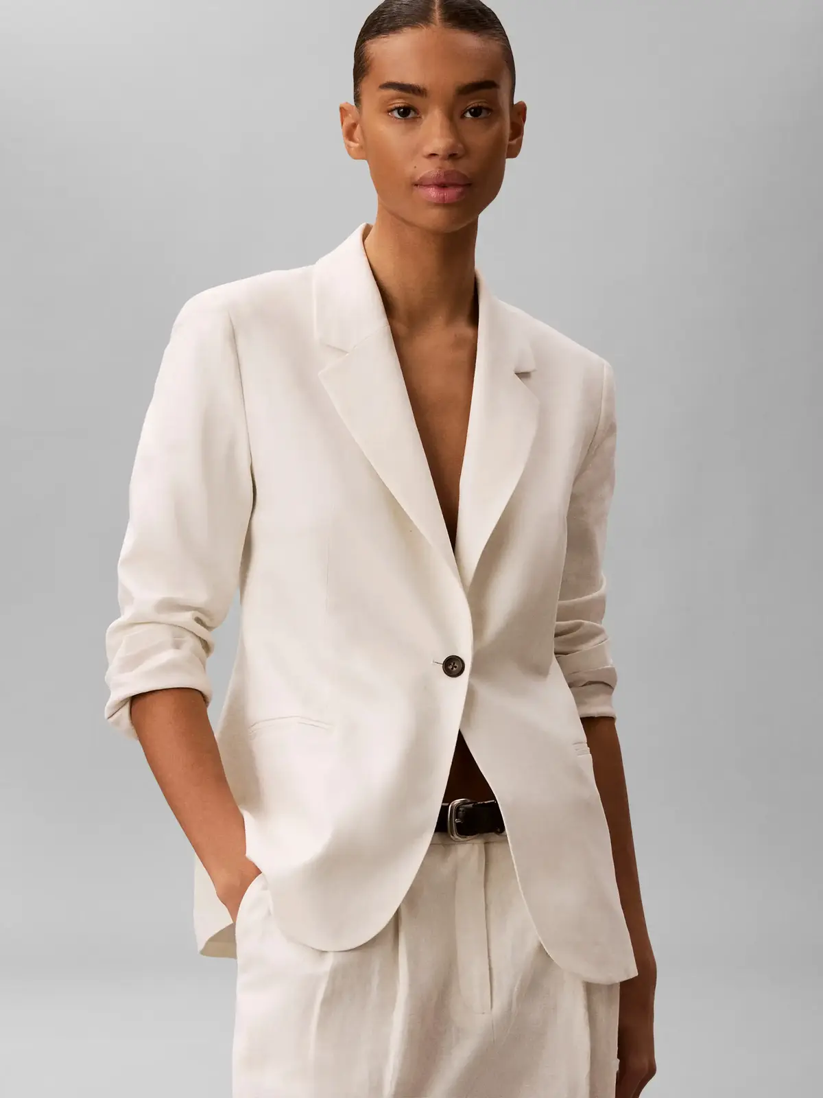 LINEN BLEND BLAZER, YAS