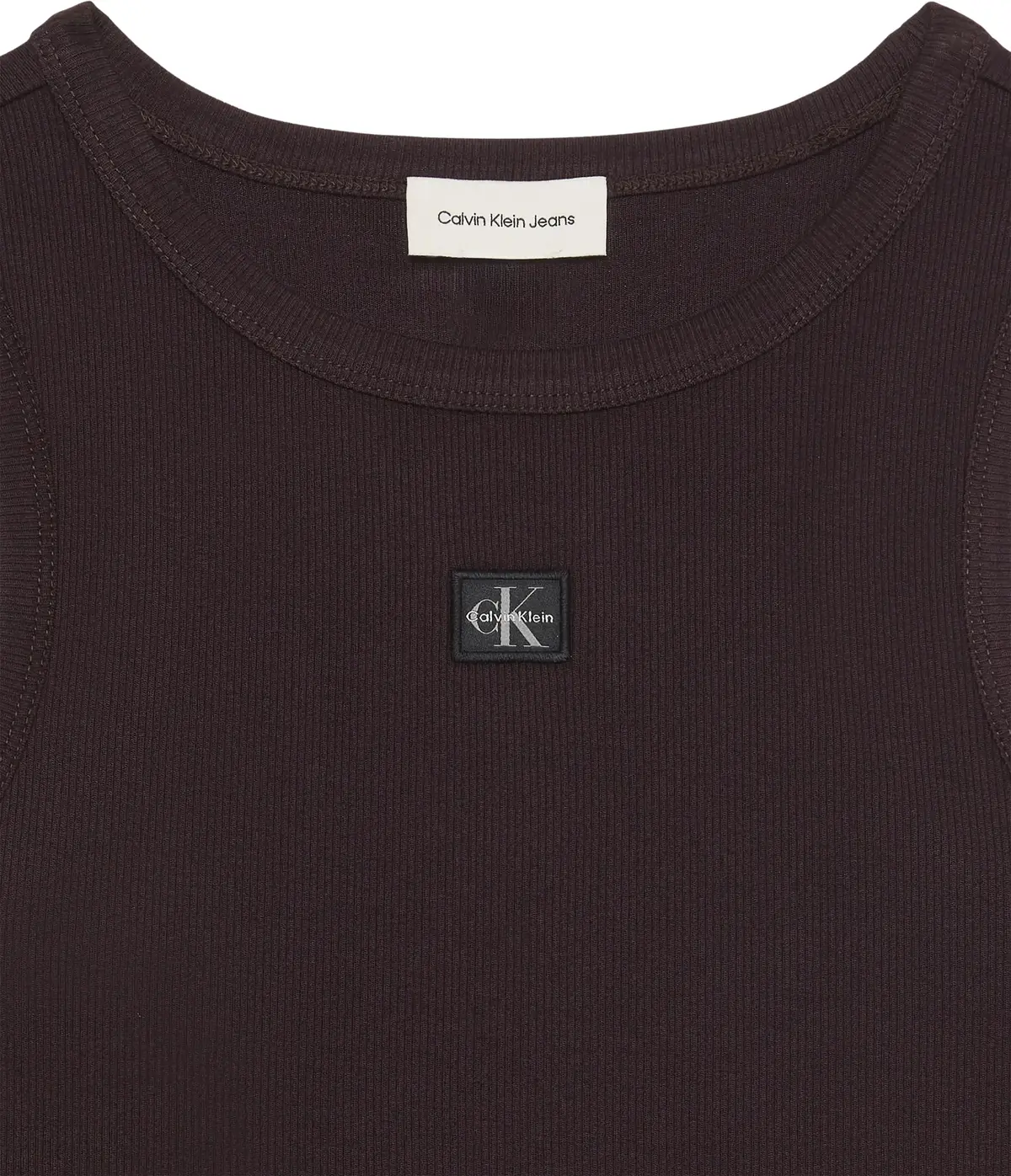 Calvin Klein WOVEN LABEL 2X2 BABY RIB TANK Kadın Siyah T-Shirt